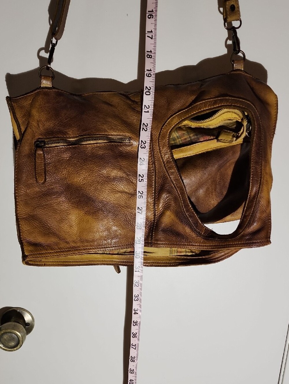 Bayside Women's Italian Brown Leather Shoulder Bag – Distressed Brown Crossbody - Picture 8 of 12
